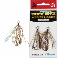 Atomic Trick Bitz Assist Hook Packs -Fishing Gear Shop atomic trick Bitz assist hooks brown silver tackleworld kawana