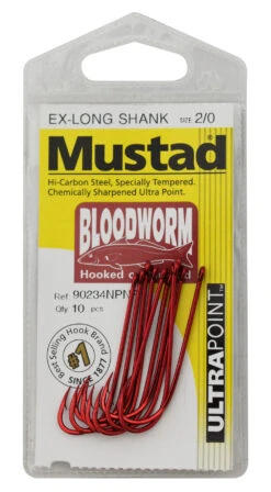 Mustad Pre-Pack Bloodworm Long Shank Hook -Fishing Gear Shop full 1305 HP90234 1